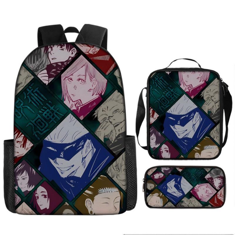 Jujutsu Kaisen Anime School Backpack Kids Teens Lightweight Oxford Fabric Dual-Strap Bag With Padded Back Support