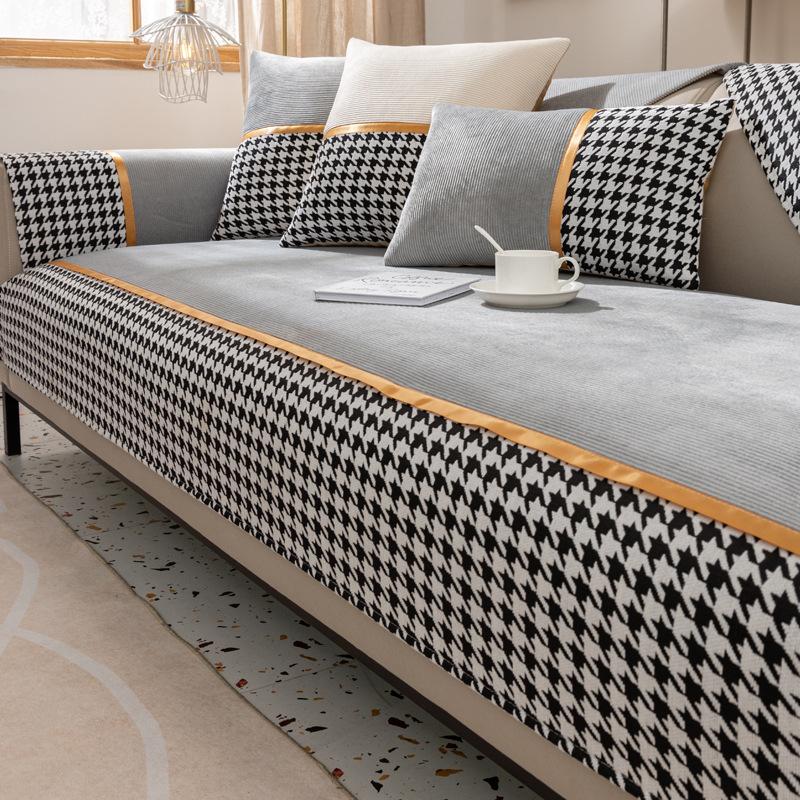 New Style Sofa Cushion Winter Plush Simple Modern Anti-slip Cushion Leather Sofa Cover Four-season Universal Cover Towel Thickening