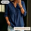 Женские модные повседневные блузки и рубашки с длинным рукавом и v-образным вырезом
