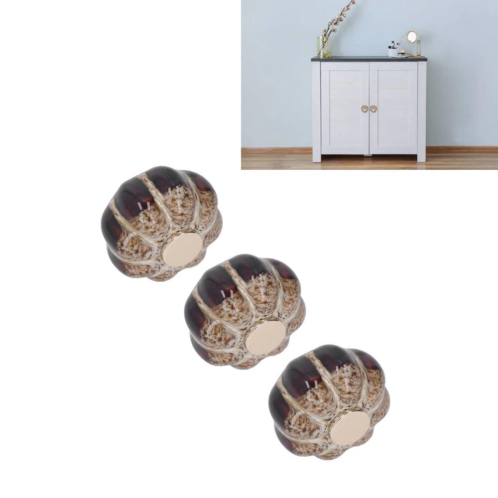 3pcs Gold Pumpkin Cabinet Knobs Durable Pumpkin Pull Handles Classical Pumpkin Door Pulls Cabinet