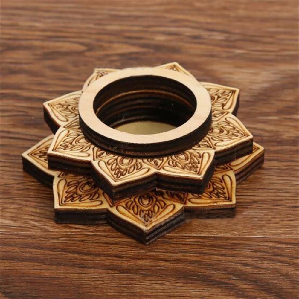 Crafts Lotus Pattern Crystal Carving Crystal Ball Base Wooden Ornaments Meditation Decor Wood Base