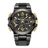 FOXBOX New Multifunctional Sports Watch Waterproof Luminous Dual Display Electronic Watch Fashion for Men Women Black