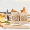 Pack of 4 Organic Linen Bread Storage Bags Reusable Drawstring Designs for Baguettes Vegetables Hand Washable Kitchen