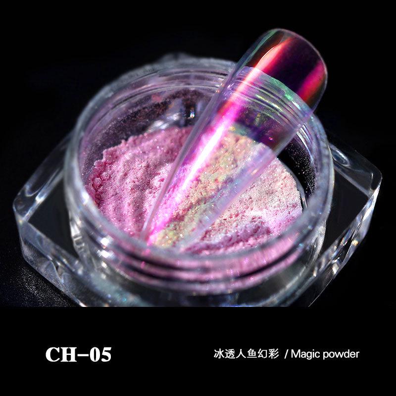 Beauty Nail Ice Прозрачный голый цветной порошок Aurora Powder Nail Fantasy Mermaid Mirror Flour Magic Mirror Powder