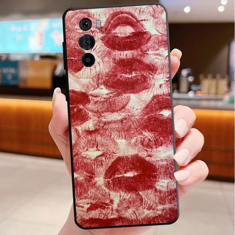 Черно-красные губы Поцелуй Чехол для телефона Для Motorola Edge 60 50 40 Pro 60 50 40 30 Ultra Neo Fusion Moto G Play G Stylus G Чехлы