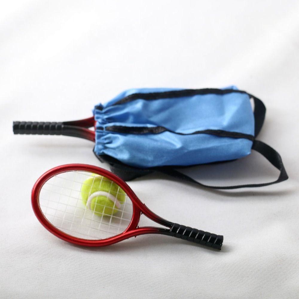 Mini Dollhouse Accessories Tennis Diy Dollhouse Miniature Tennis Model Set Children
