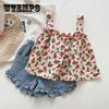 Girls' Suit Summer Fashion Girl Baby Korean Style Comfortable Western Style Sling Cute Shorts Two-piece Suit