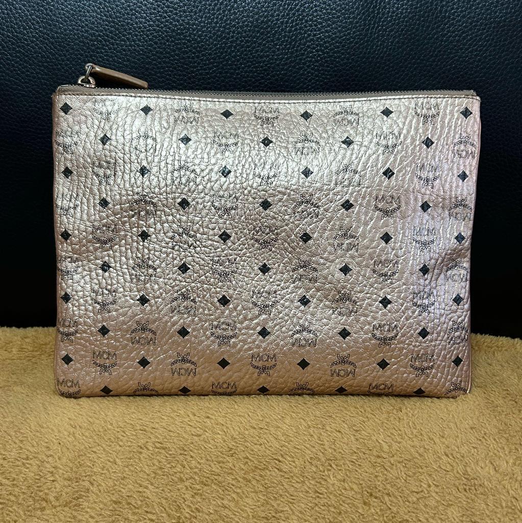 [Pre-Owned] Medium Rose Gold Coated Canvas Floral Print Shoulder Bag Clutch Crossbody Bag Rose Gold Hardware Detachable Shoulder - Very Good #19MMSJF