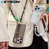 KEYSION Прозрачный чехол для телефона с ремешком-браслетом через плечо для iPhone 13 14 15 16 17 Pro Max Air 16 Plus, длинный шнурок, противоударный чехол