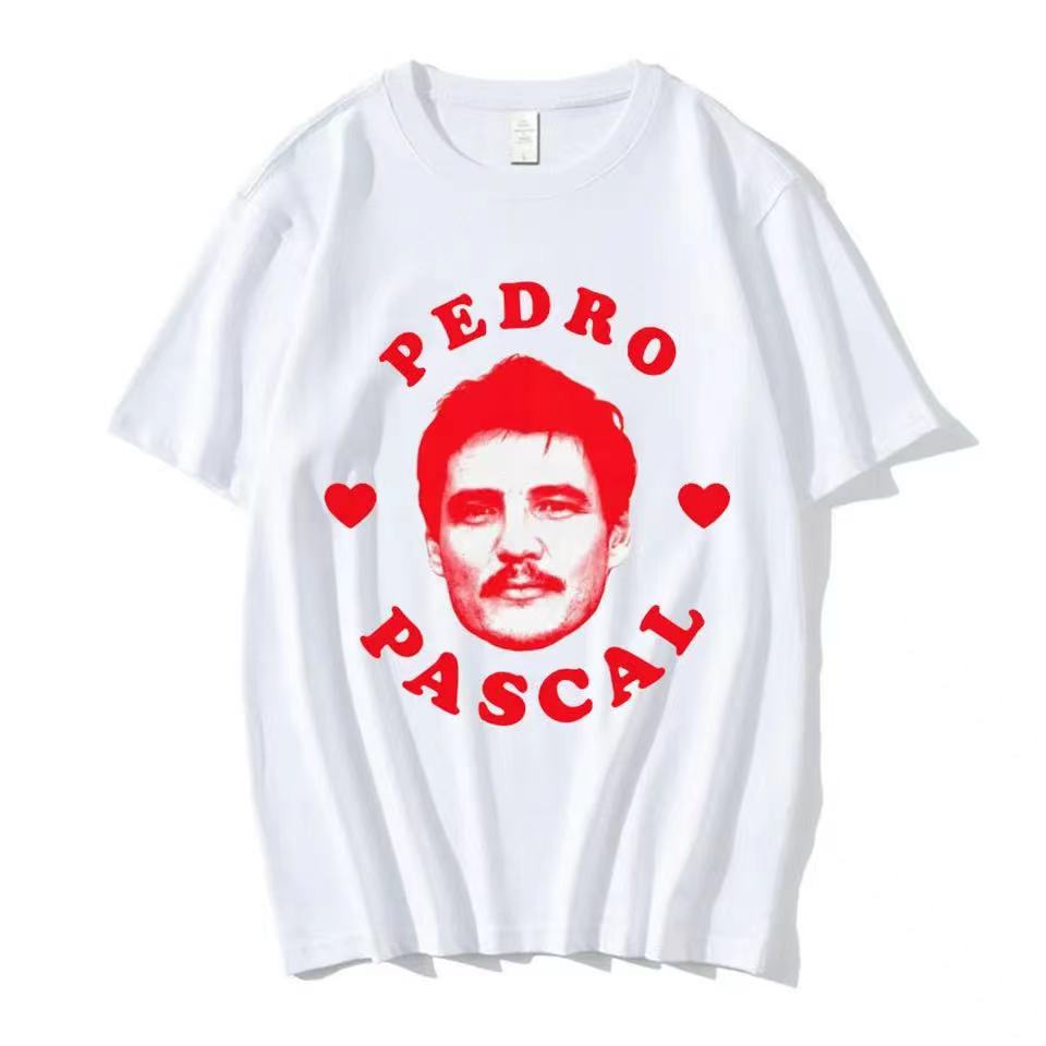 I Heart Pedro Pascal T Shirts I Love Pedro Pascal Movie TV Actor TShirt Unisexs Cotton Short Sleeve Gothic T Shirt 80107