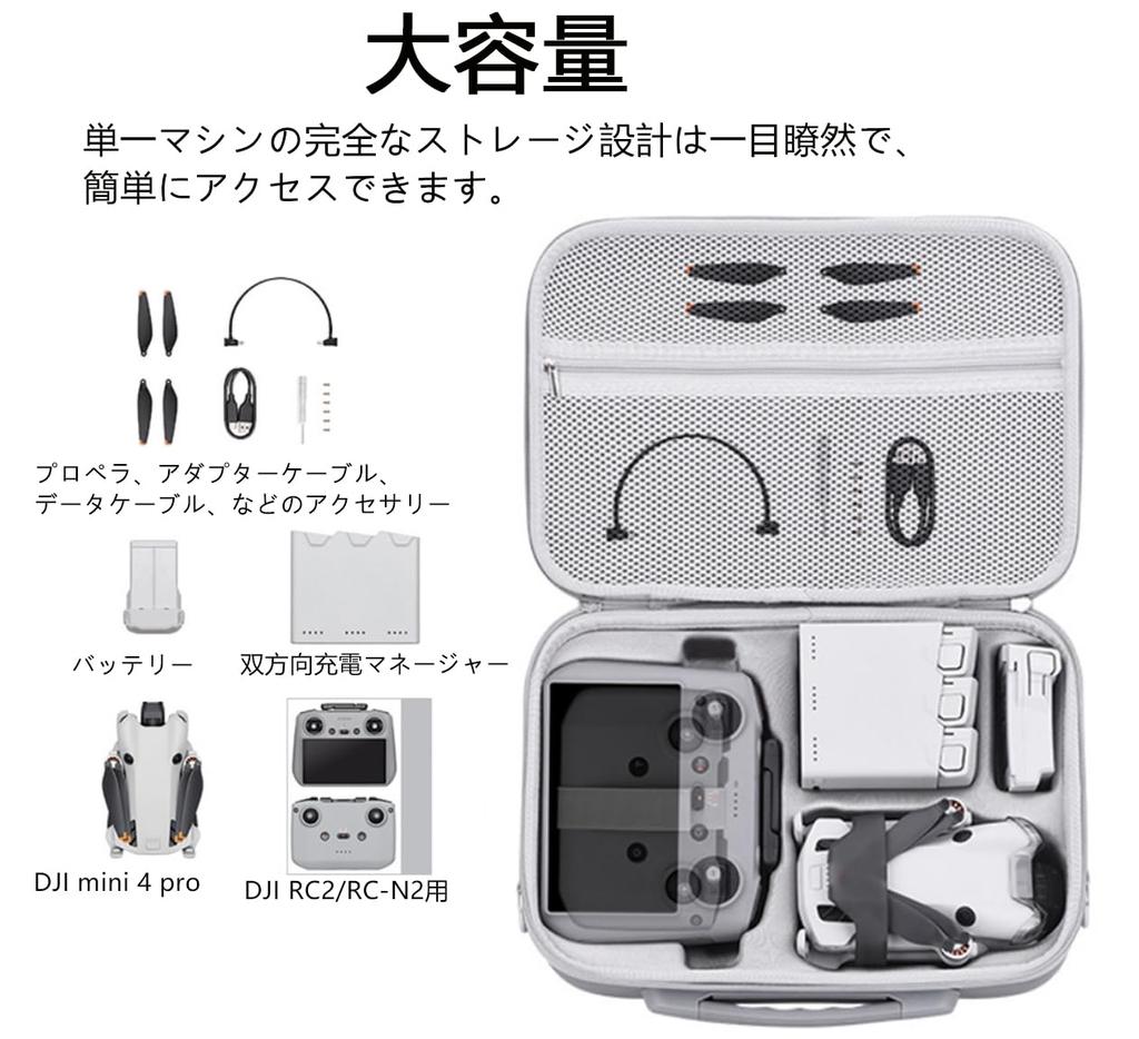 Кейс TOMGDRACO для DJI Mini 4 Pro, вмещает DJI Mini 4 Pro, пульт управления DJI-RC 2/DJI RC-N2, двухсторонний зарядный хаб, пропеллеры, кабели для передачи данных, адаптер