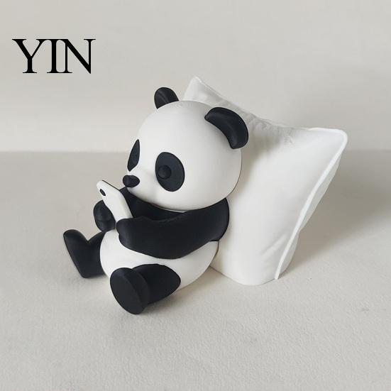 Handmade Style Panda Statue 3D Printed Ornaments, Cute & Pillow Desktop Figurine, Stress Relief Sculpture Ornaments for Home Office Decoration,