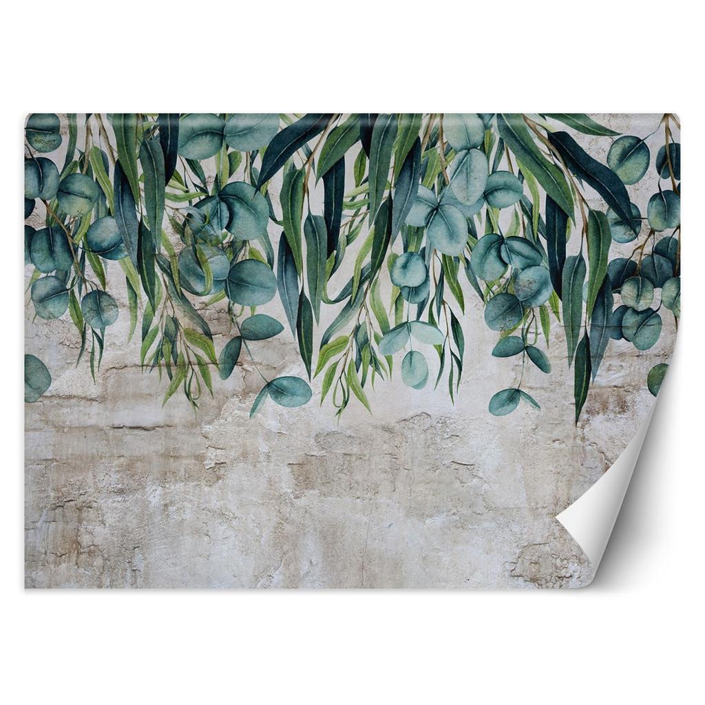 Wallpaper Hanging Leaves On Concrete