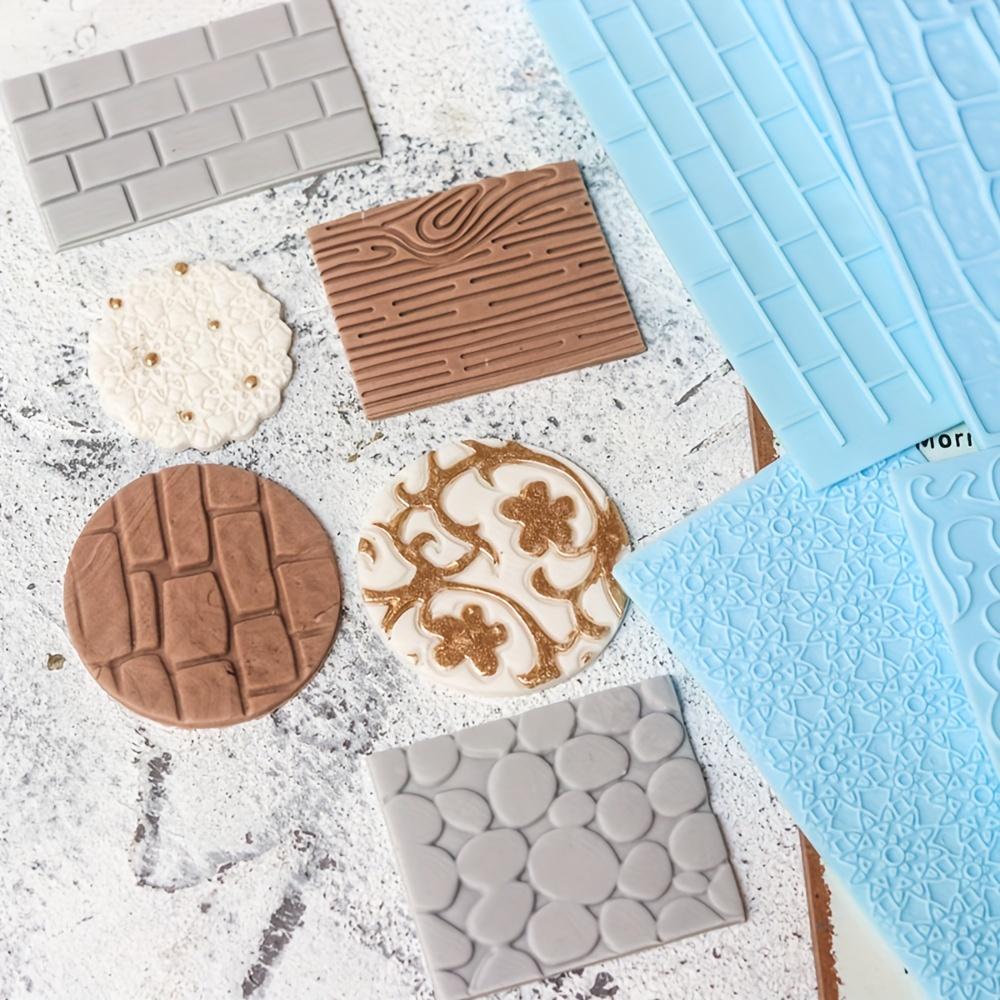 2pcs Fur Wall Flower City Wall Pebble Pattern Road Embossed Printing Mold Fondant Cake Skirt Mold Baking Cake Biscuit Mold Tool