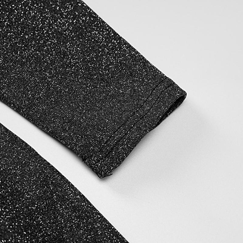 Женщины, Весна Осень, Сексуальность, Открытая Спинка, Цепочка, Блеск, Вечеринка, Элегантный, Наряды, Длинный Рукав, Мини-Платье