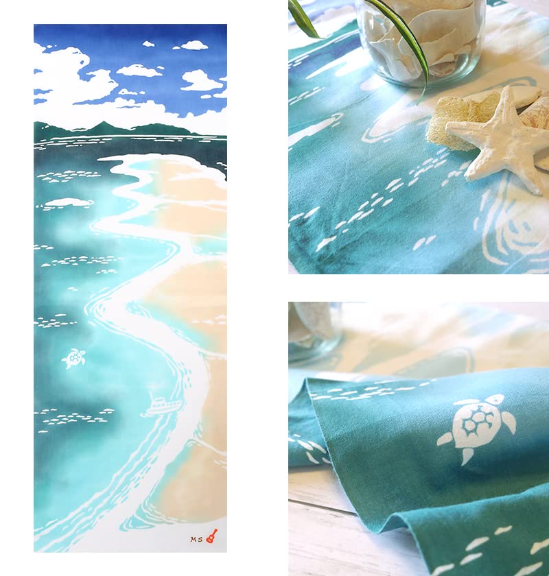 KOMESICHI COLLECTION Airashika Japanese Goods Chusen Tenugui MAHALO 33 X 90cm "Sandbar (2014)"