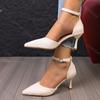 Fashion Comemore Women Pumps Sexy Shallow Mouth Hollow Pointed Toe High Heels for Women Solid Color Ankle Buckle Party Dress Heels Women