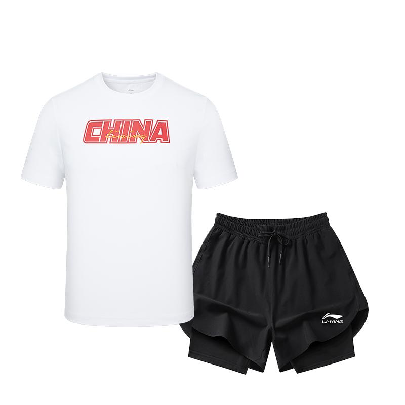 Фитнес-комплекты Li Ning Унисекс С круглым вырезом Умеренные GKMB-YTST053+LSKT607