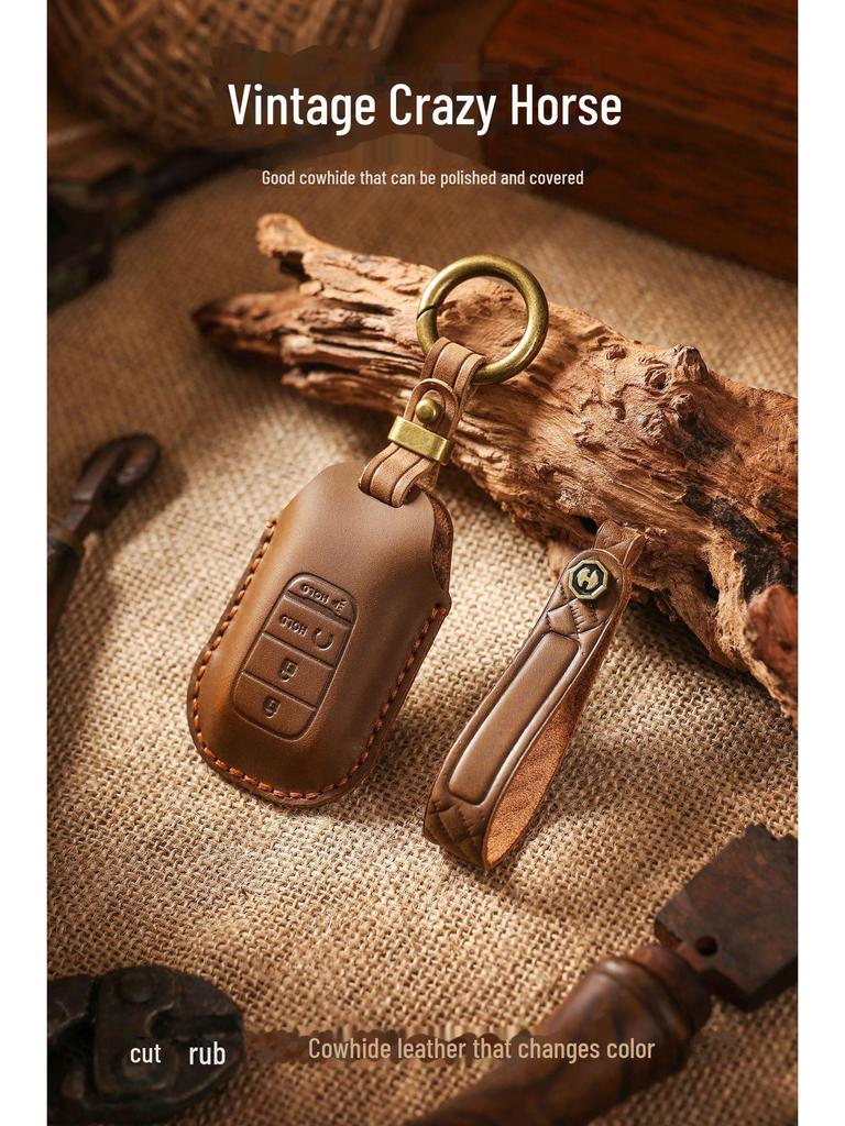 Ретро Чехол для ключей из натуральной кожи ручной работы для Honda Accord/Civic