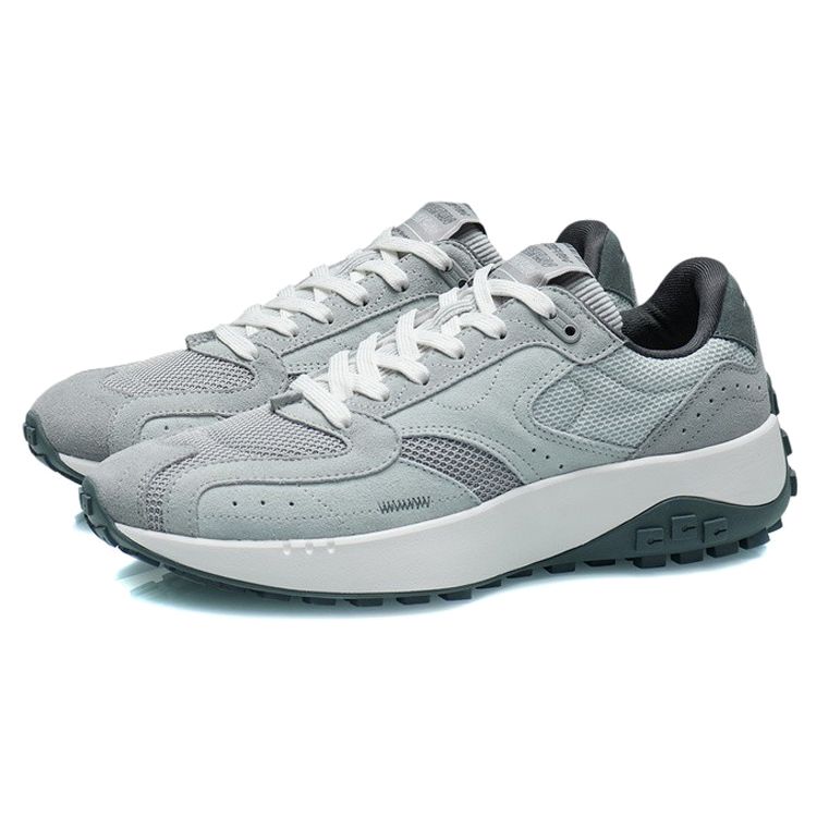 Li Ning CF Tian Ling Leather Fabric Comfortable Low Top Sports Casual Shoes Men Sneakers Light-Grey AGLR179-1