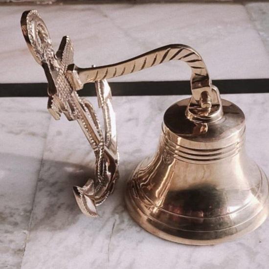 Латунный настенный колокол Морской латунный корабельный колокол с декором в виде якоря подвесной колокол Латунный дверной колокол Подарок на Хэллоуин,