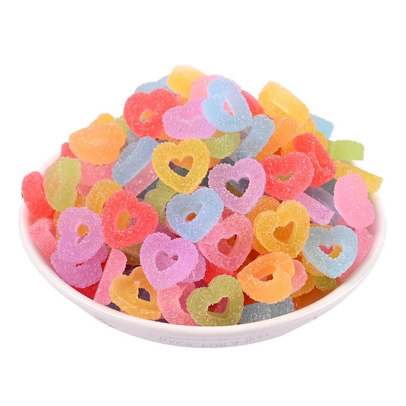 New Arrival 15mm Heart Doughnut Charm Jewelry Resin Slime Cabochons for Kids Toys Decoration