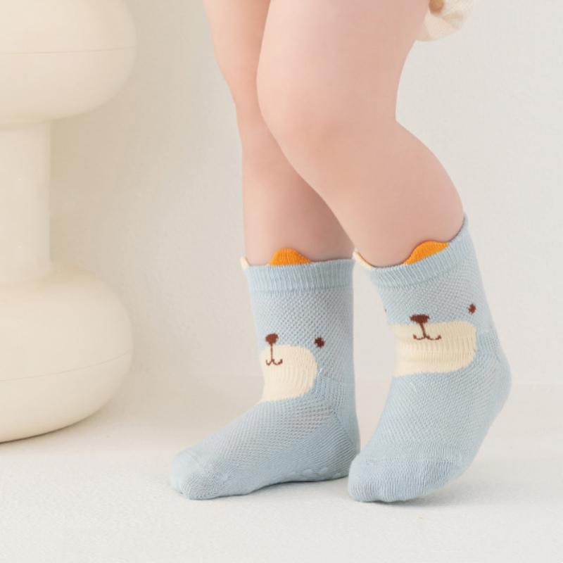 Детские сетчатые носки для новорожденных мальчиков и девочек с рисунком носки-тапочки дышащие нескользящие детские короткие носки-лодочки летние