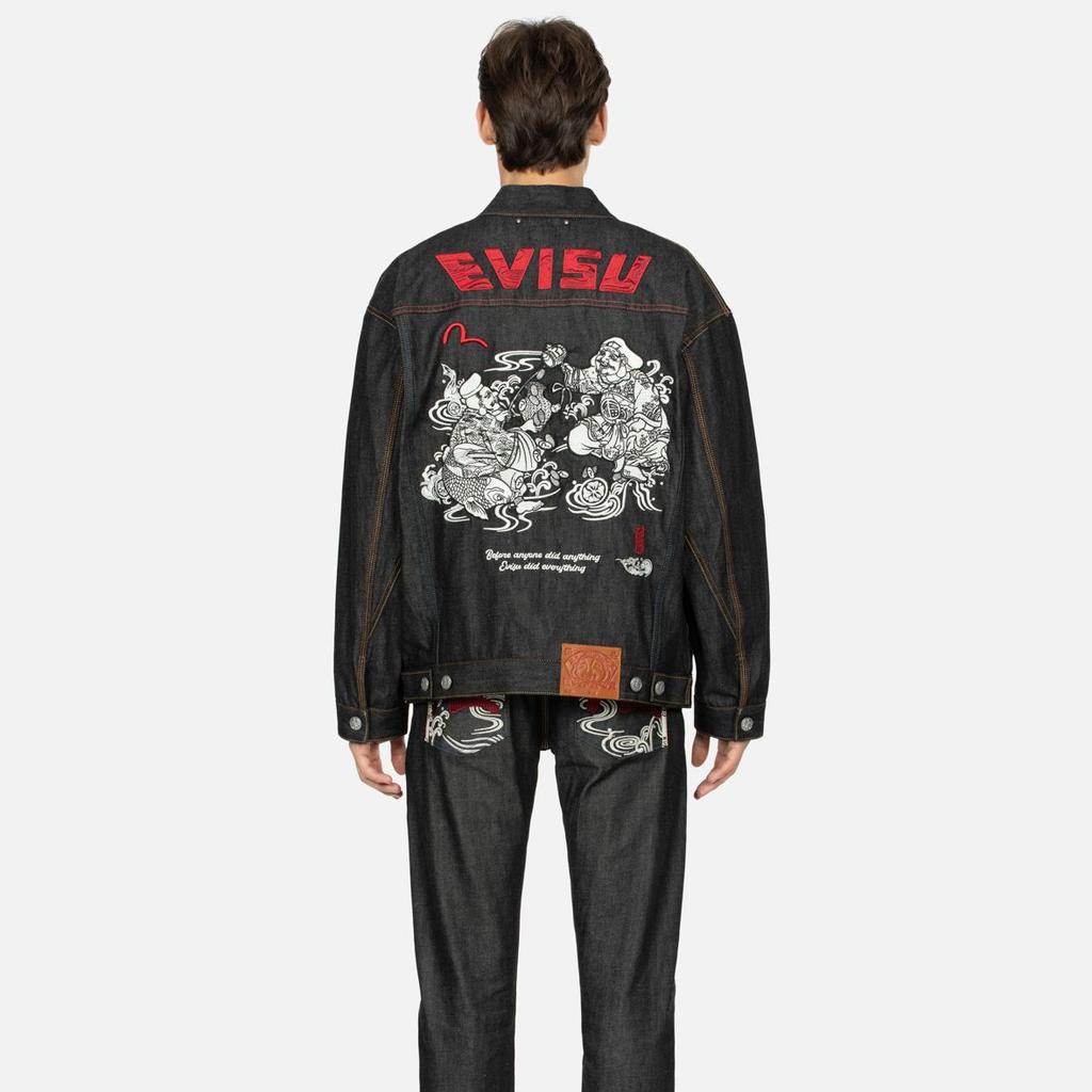 EVISU Denim Jackets Men's Black Moderate Straight Fit 2EAHTM3DJ7001LFCS