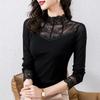 Lace Base Shirt Women's Mesh Thin Style Spring Autumn Mid Neck Top Thin Gauze Inner Layer Fashionable Stylish T-Shirts Women’s