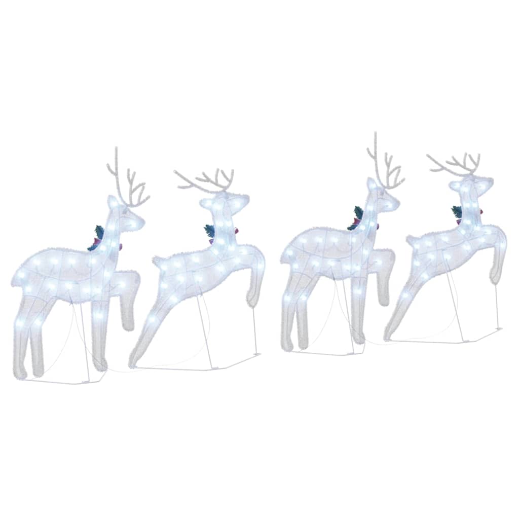 LED Reindeer Set 4 pcs Silver Fabric
