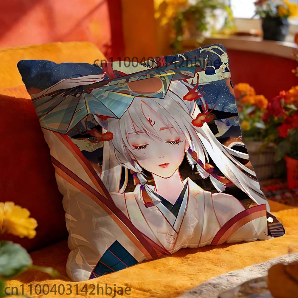 Shiranui O-Onmyoji Himiko Pillowcases Bedroom Living Room Sofa Home Decor Polyester Cushion Cover with Zipper