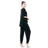 Sillictor Yoga and Dance Wear Short Sleeve and Loose Fit Long and UV Women's Set, T-Shirt Pants, Breathable, Quick-Drying, Protection, ZX002blk-L