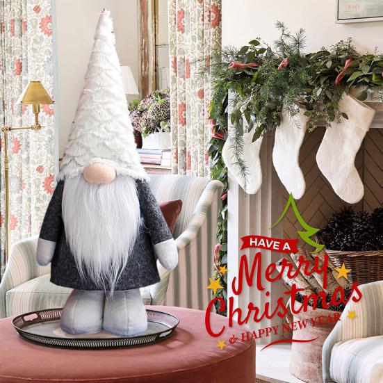 Gnome Faceless Doll Christmas Ornament Nordic Style Retractable Leg Long Beard Adorable Faceless Elf Doll Window Decoration
