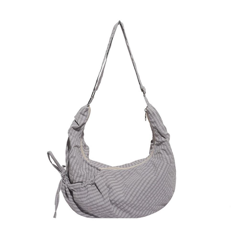 Lightweight Pleated Shoulder Bag Korean Style Canvas Dumpling Bag Ladies/Girls