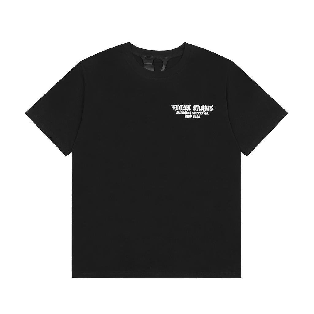 Vlone Летняя мужская и женская футболка оверсайз Farms с принтом пламени и черепа Streetwear