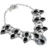 Lab Created Black Spinel Necklace 18" Adjustable Chain Pear Cut Gemstone Jewelry