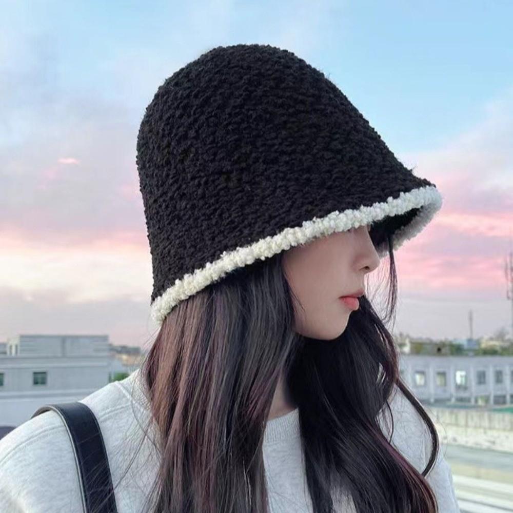 Soft Fisherman Beanie Windproof Warm Cap Fashion Plush Bucket Hat Office