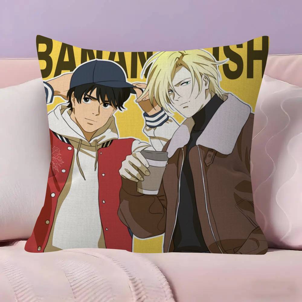 Аниме про преступность BANANA FISH Подушка Чехлы для подушек Мультяшный Декоративный для дивана Домашний Двусторонний принт Короткий плюш Милый чехол для подушки