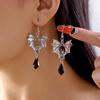 Classic Gothic Vampire Bat Earrings for Women Man Vintage Black Water Drops Crystal Bat Pendant Earrings Jewelry Accessories