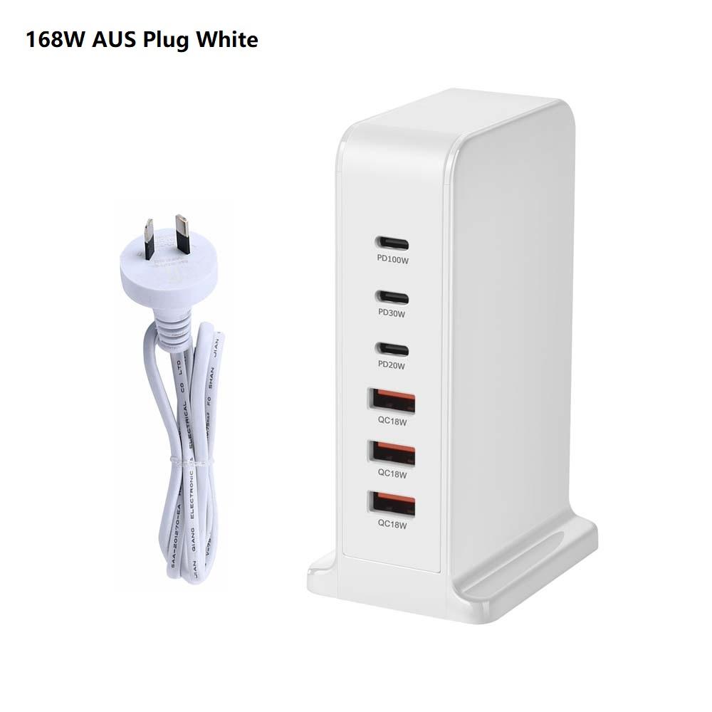 200 Вт 168 Вт настольное зарядное устройство GaN Quick PD 6 портов USB Type C США ЕС Австралия Великобритания адаптер для мобильного телефона ноутбука ПК док-станция для зарядки