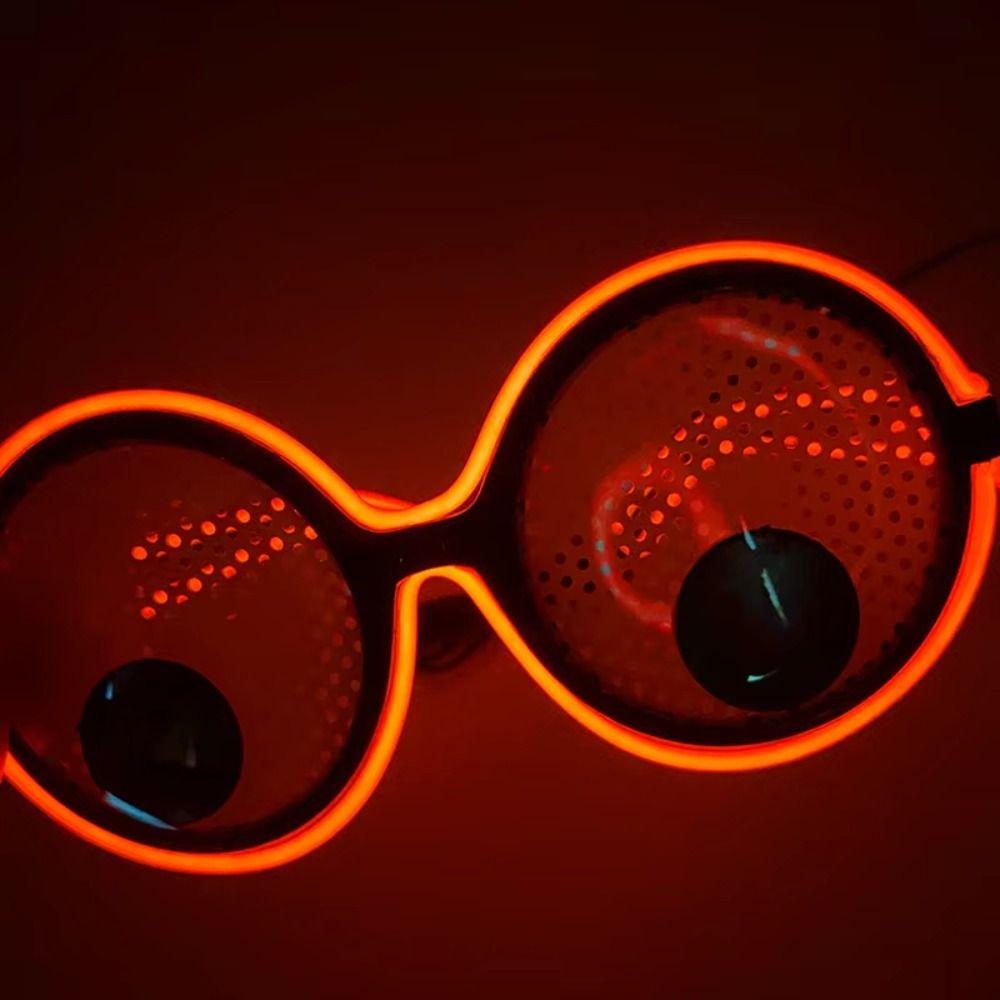 Round Frame Glowing Glasses Rotating Eyeballs Party Glasses Anime Novelty Glasses Halloween Party