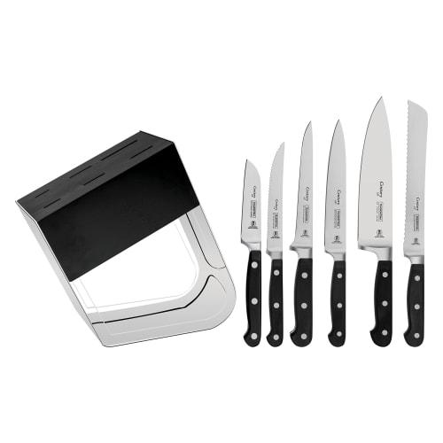 Tramontina Century Knife Set of 6, with Knife Stand, Forged Molybdenum-Toughened Stainless Steel, NSF Certified, Dishwasher Safe, Made In Brazil, Prod