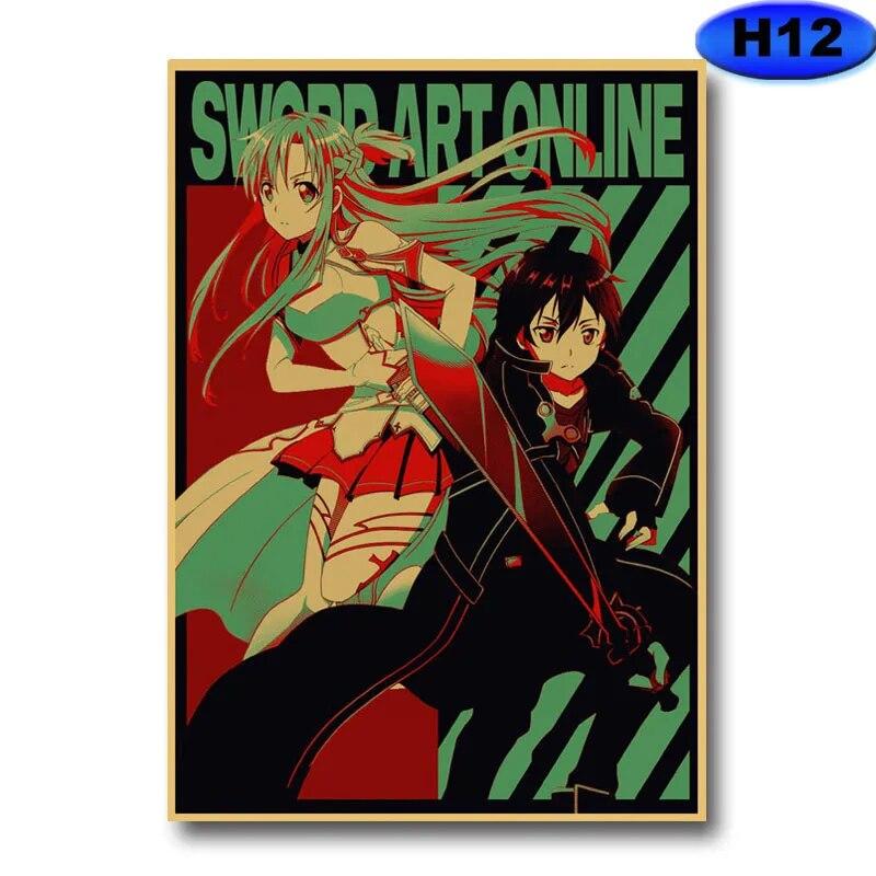 Винтажные постеры с аниме, плакат на крафт-бумаге, HD принты, украшение для домашнего бара, живопись, настенный художественный декор, коллекция фанатов