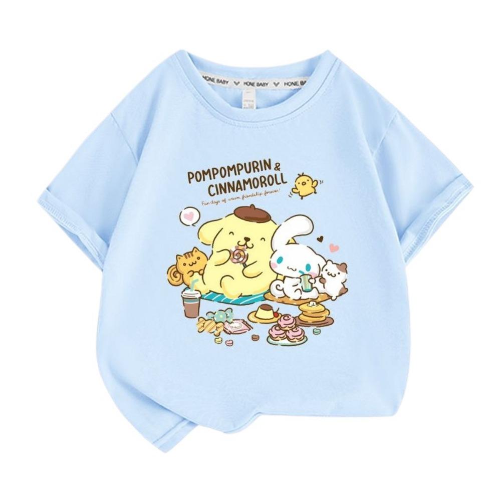 Summer Baby Girls Clothes Kid Children Boys Pompompurin Printed T-shirts Cartoon Short Sleeve Top Outfits