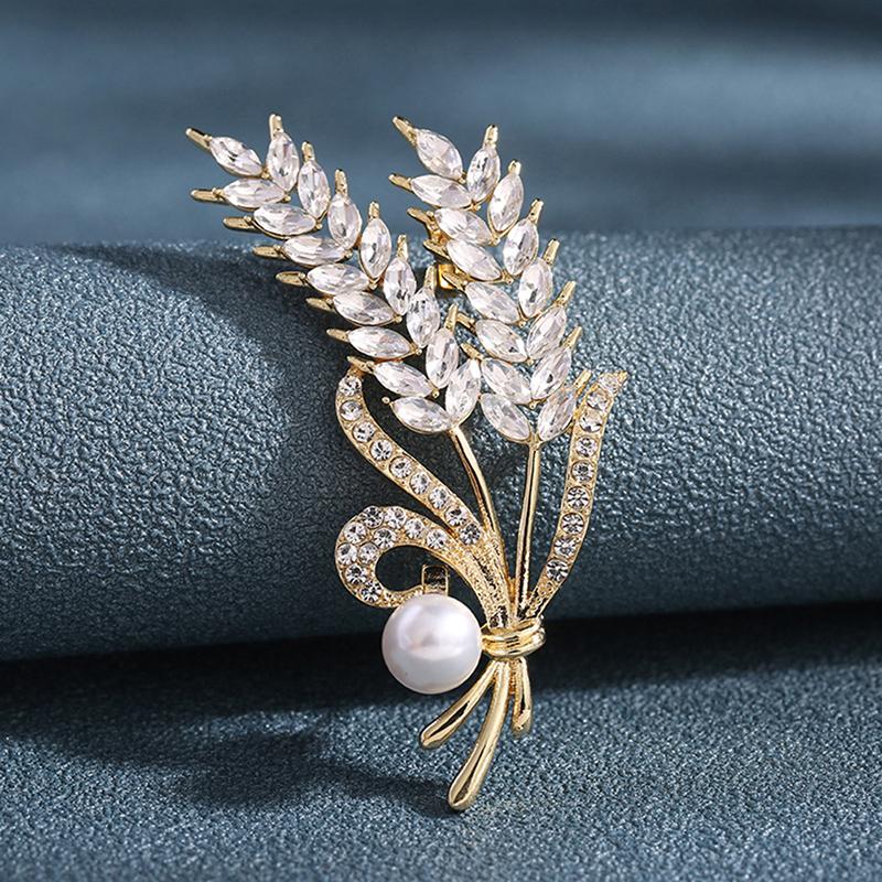 Роскошная Брошь в виде Пшеничного Колоса, Заколки для Воротника, Блестящие Женские Мужские Вечерние Броши, Ювелирный Подарок