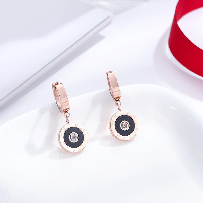 Rose Gold Geometric Titanium Steel Earrings for Women - Stylish, Simple Designs
