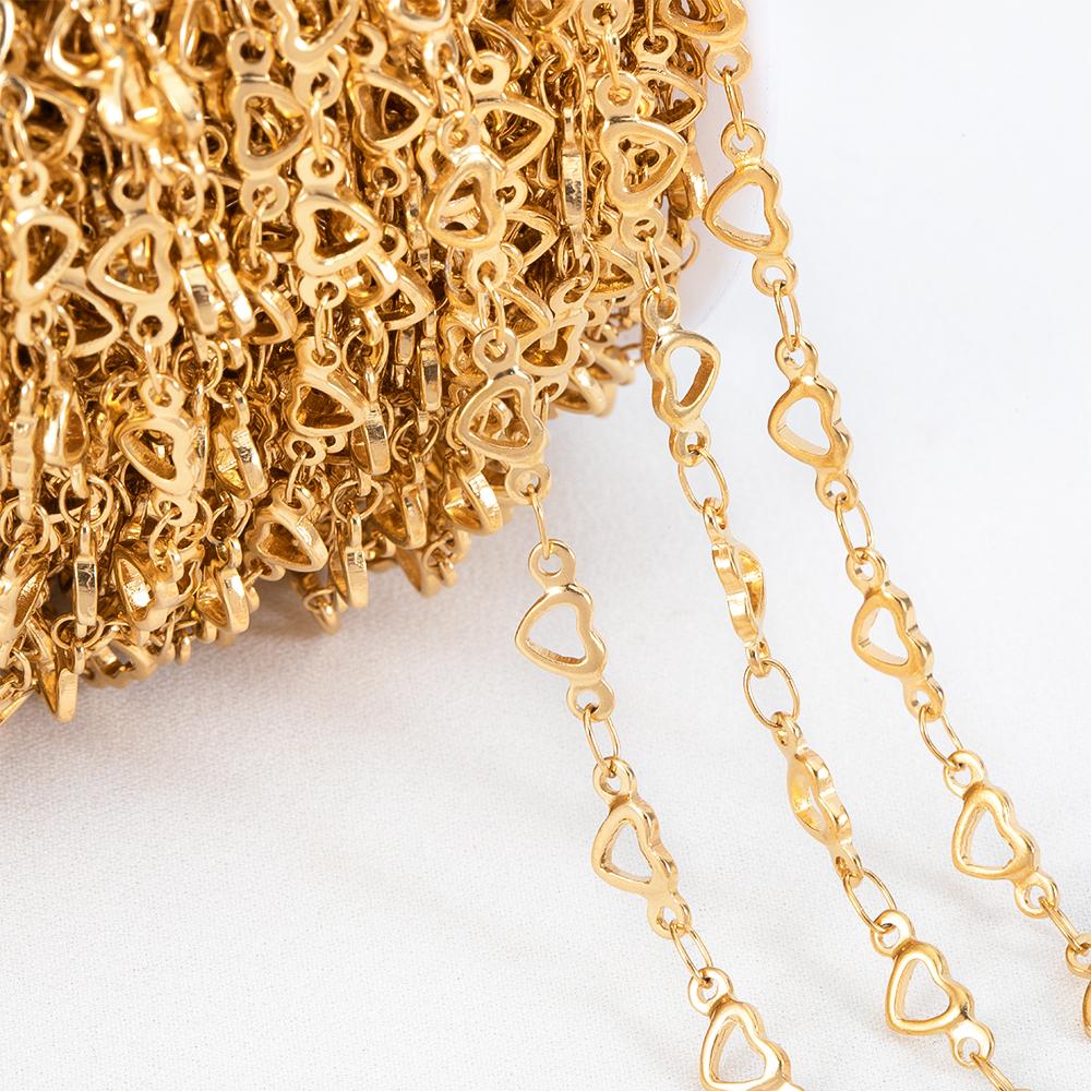 1M Stainless Steel Printed Dot Striped Square Necklace Chain Geometry Link Chains DIY Bracelet Accessory Jewelry Making Supplies