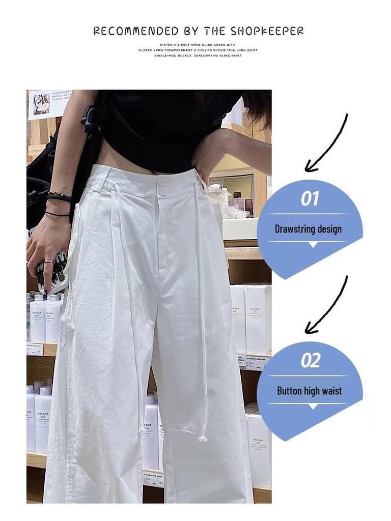 2025 Женские Корейский Тренд Свободные Повседневные Летние Брюки с Широкими Штанинами