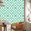 Casual Checkerboard Wallpaper White and Sea Blue for Living Room and Bedroom 50x1000