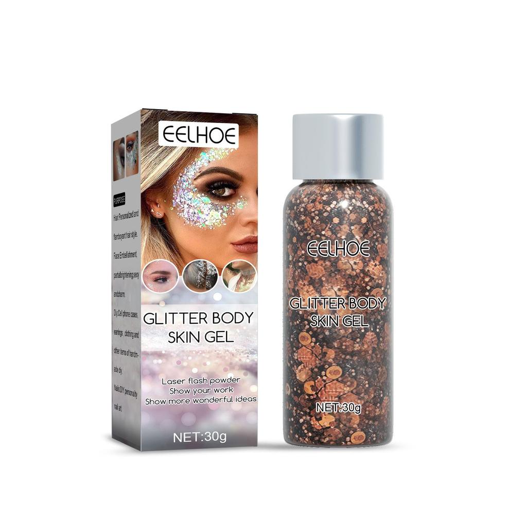 EELHOE Flash Body Skin Gel (Brown) – Makeup: Fish Scale Glitter Gel, Glitter Shimmer, Stage Performance Makeup, Eye Shadow